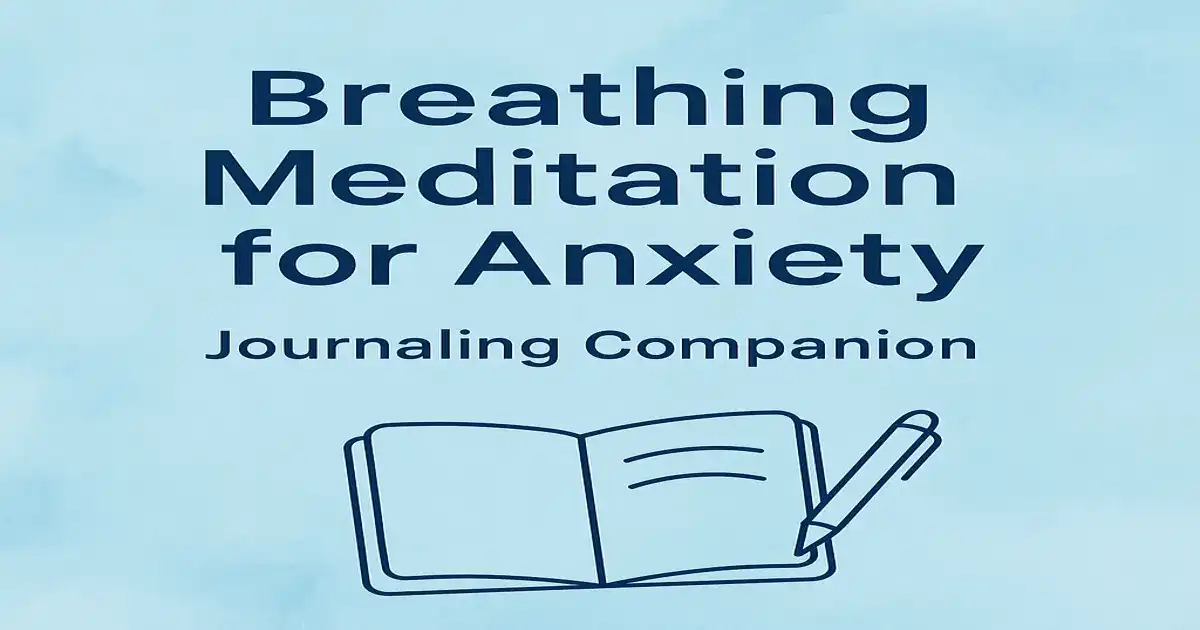 Breathing meditation for anxiety journaling companion – lavender and teal journal-style cover with calm breathing motifs