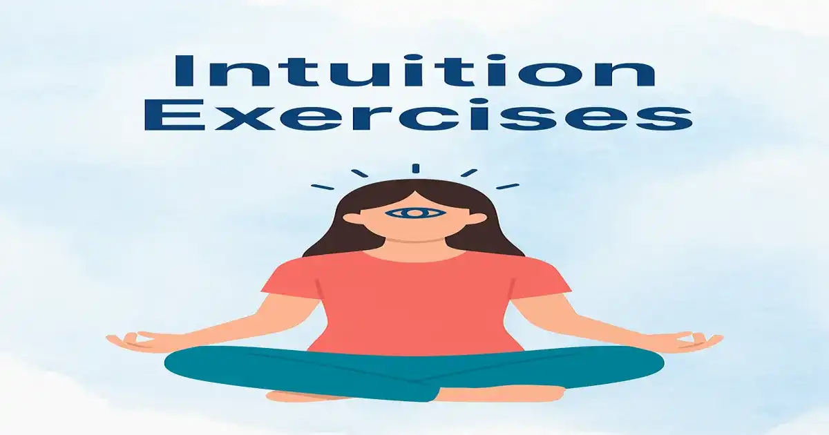 Intuition exercises workbook cover with cosmic, abstract shapes suggesting inner guidance and pattern spotting