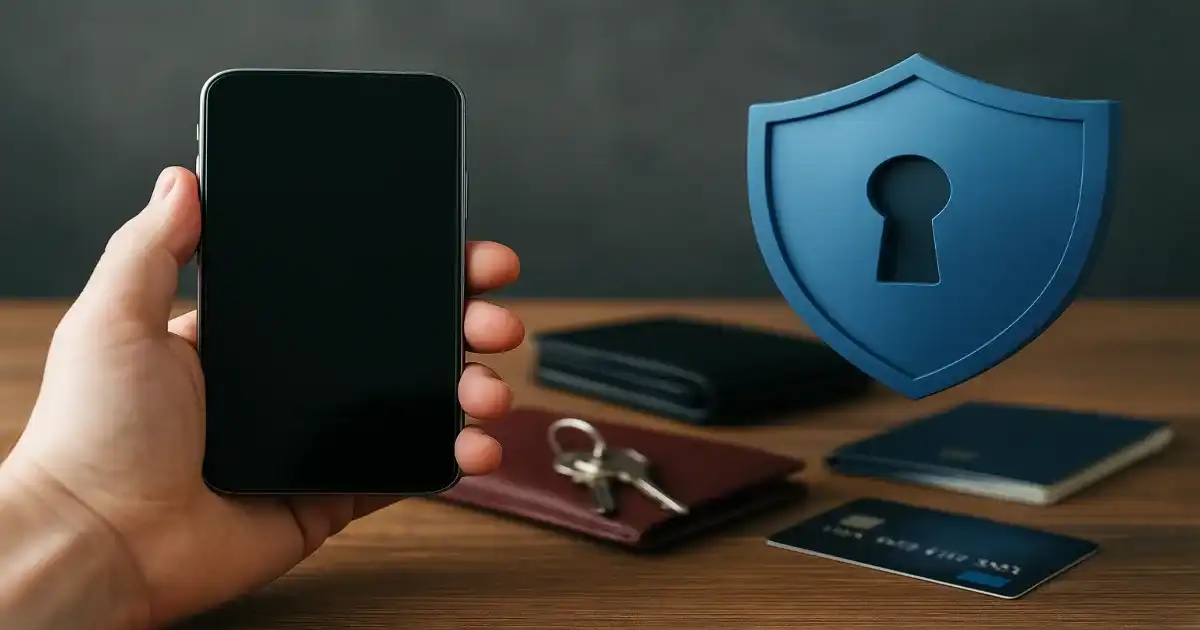 Personal security concerns cover illustration with calm gradient background and subtle shield silhouette