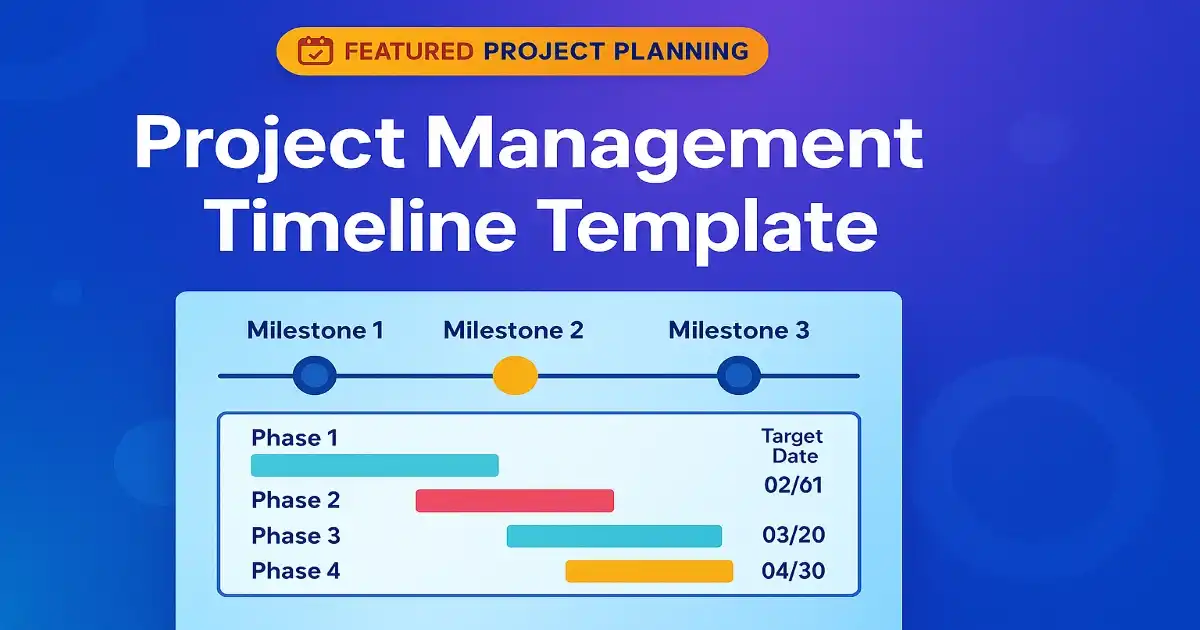 Project Management Timeline Template wide preview with phases and milestones