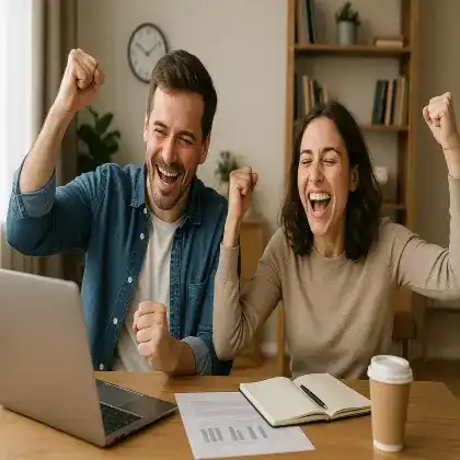 Stop procrastinating illustration of a man and woman taking action and working with focus